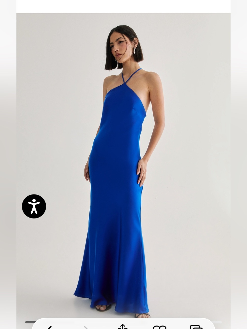 Nasty Gal Cobalt Blue Backless Halter Maxi Dress size 6